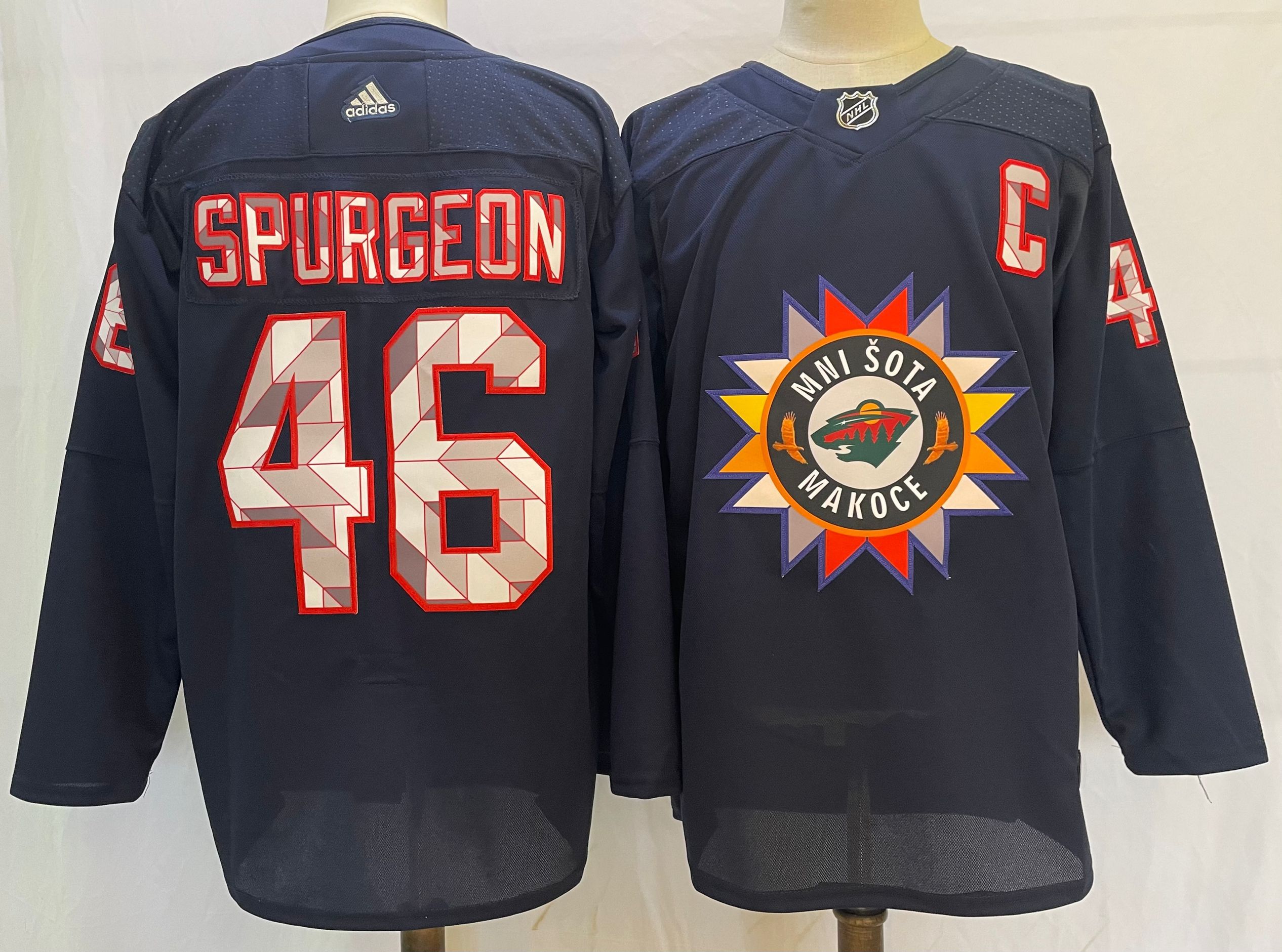 Men Minnesota Wild #46 Spurgeon Blue New 2022 Adidas NHL Jersey
